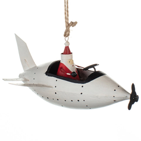 Santa in an Aeroplane: Hanging Christmas Decoration | Happy Piranha