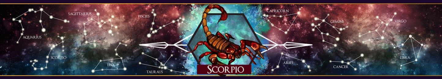 Scorpio zodiac star sign candle banner artwork | Happy Piranha.