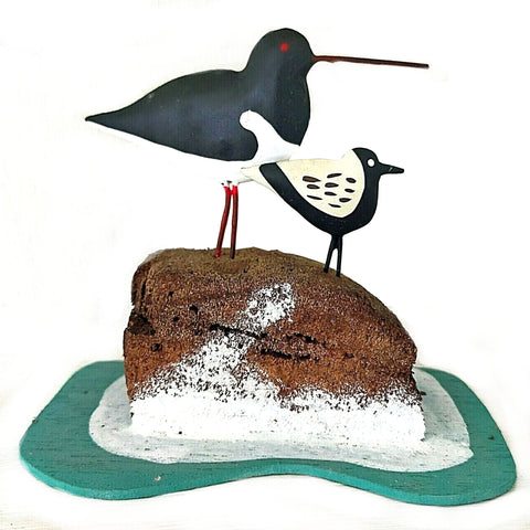 Seashore Wading Birds Metal and Wood Ornament | Happy Piranha
