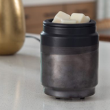 Black Dipped: Flip-Top Silicone Lid Electric Wax Melt & Fragrance Warmer on a Table with Wax Melts in | Happy Piranha