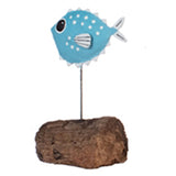 Single Pufferfish Metal Ornament (Light Blue) | Happy Piranha