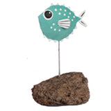 Single Pufferfish Metal Ornament (Teal) | Happy Piranha