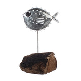Single Pufferfish Metal Ornament (Silver) | Happy Piranha