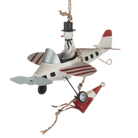 Snowman in an Aeroplane: Hanging Christmas Decoration | Happy Piranha