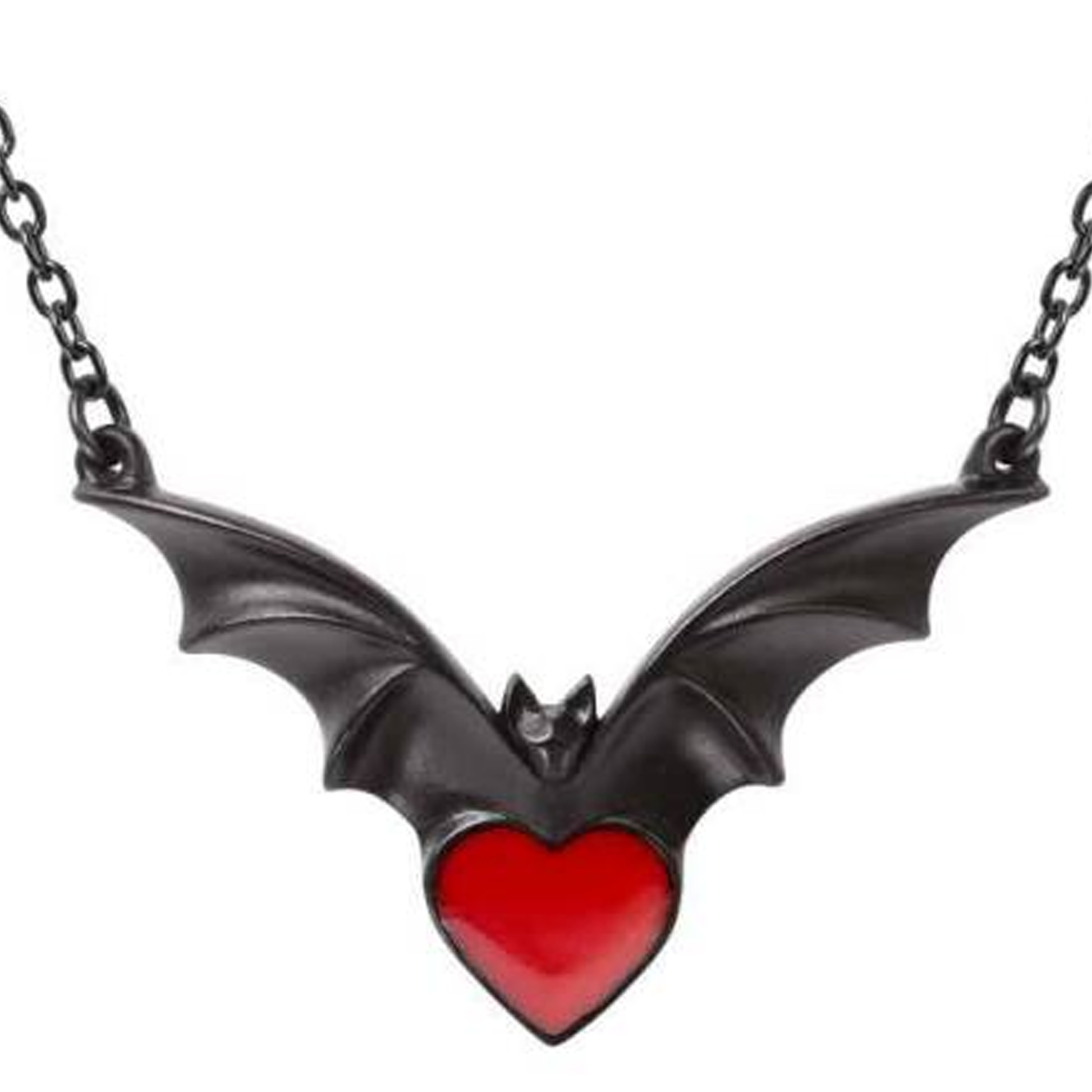 Sombre Desire - Black Bat & Heart Pewter Pendant | Happy Piranha