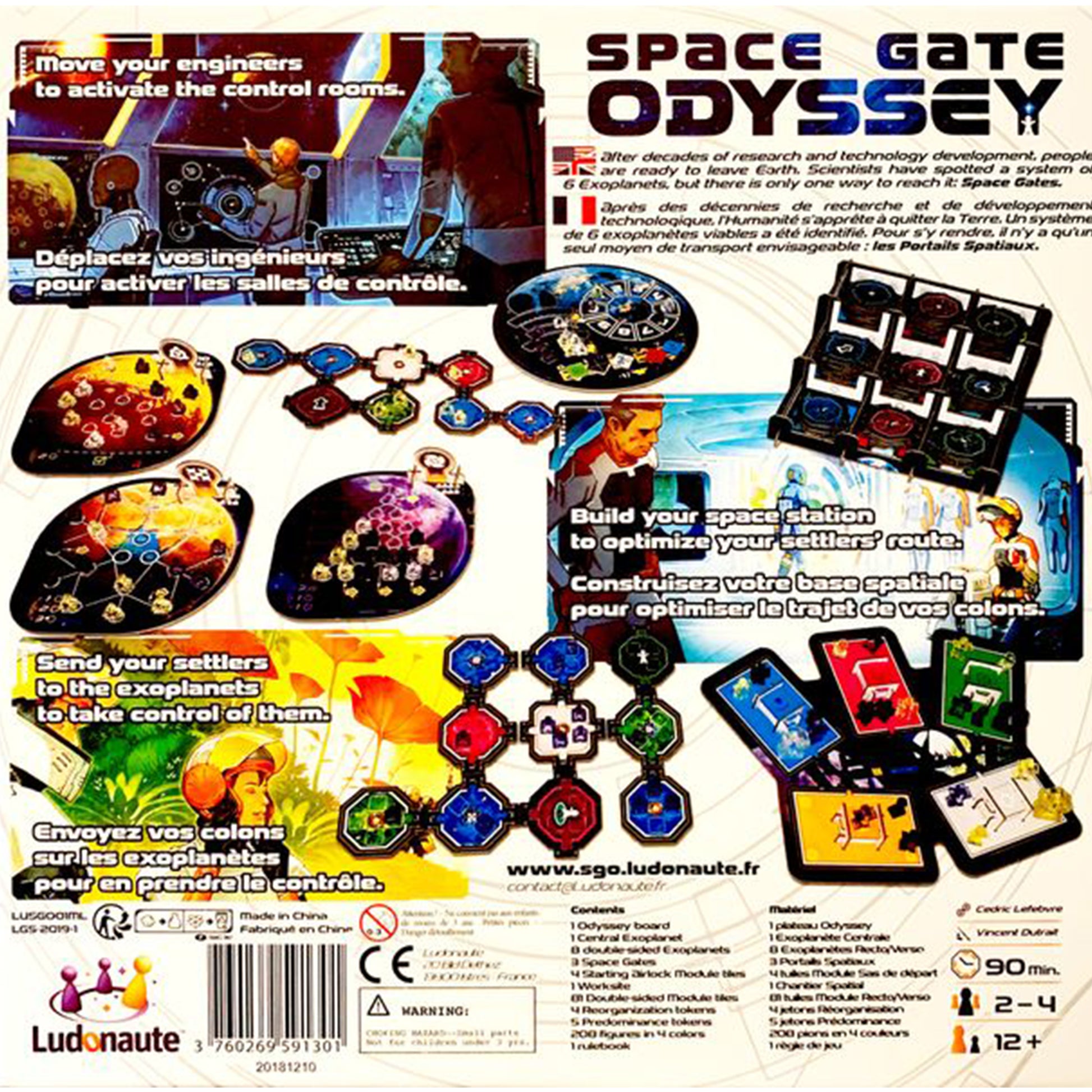 Space Gate Odyssey Board Game Back of Box | Happy Piranha