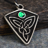 St Ninian's Knot: Pewter Celtic Design Pendant (Green Stone) | Happy Piranha