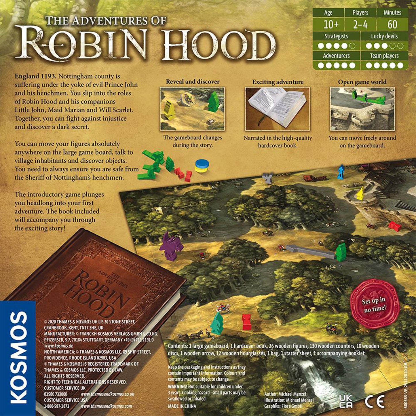 The Adventures of Robin Hood Board Game (Back of Box) | Happy Piranha