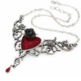 The Blood Rose Heart Pewter and Swarovski Crystal  Necklace with Chain | Happy Piranha
