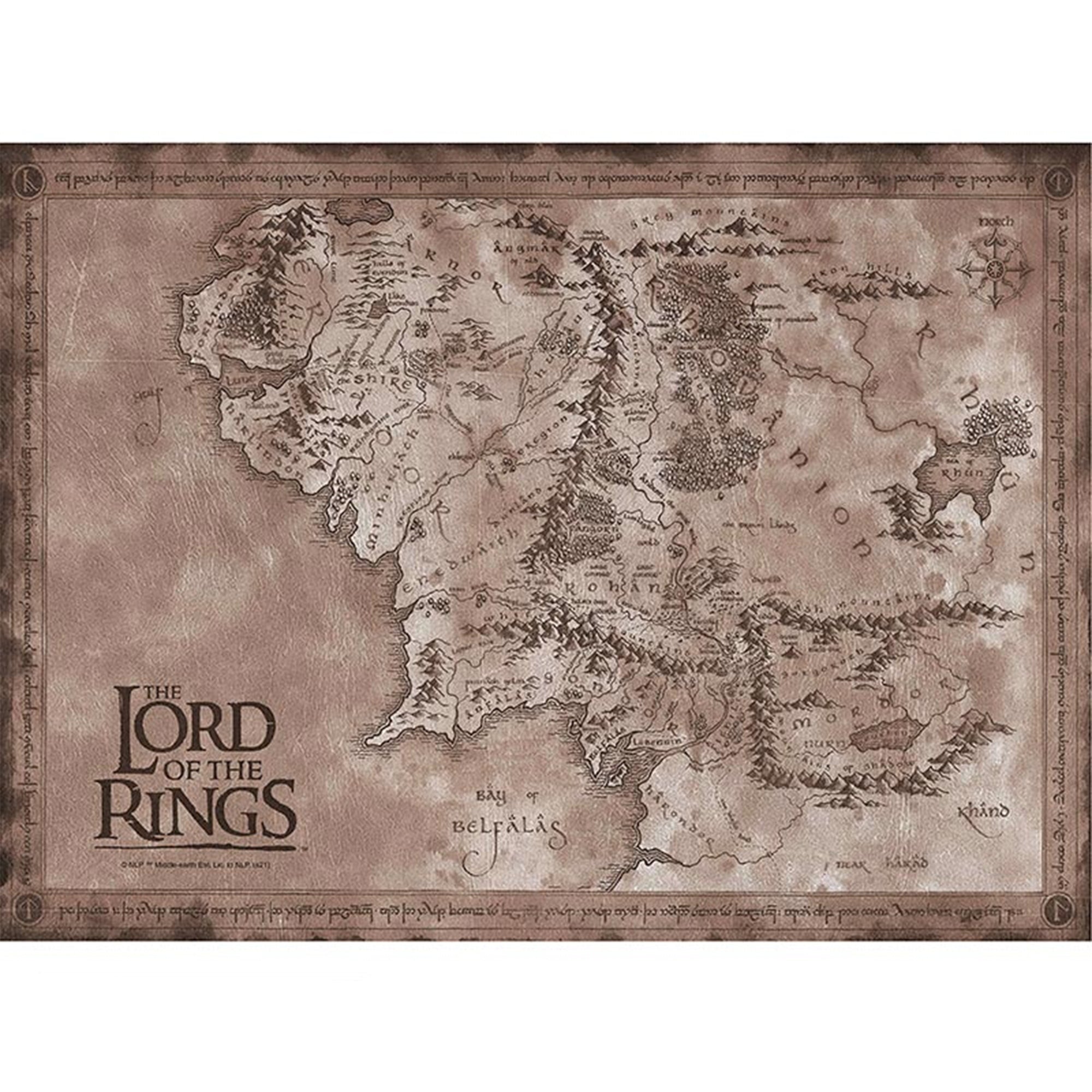 The Lord of the Rings Middle Earth Map Poster 2 Set | Happy Piranha