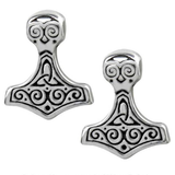 Thor's Hammers - Pewter Nordic Viking Hammer Stud Earrings (Front View) | Happy Piranha
