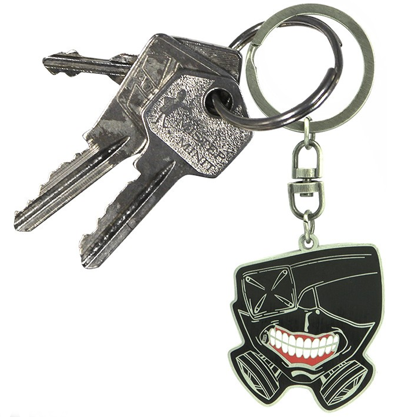 Tokyo Ghoul Ken Kaneki's Mask Enamelled Metal Keychain on Some Keys | Happy Piranha