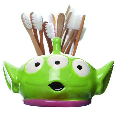 Disney Pixar Toy Story Alien Ceramic Wall Vase / Storage Pot with Toothbrushes in | Happy Piranha