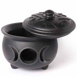 Triple Moon Black Cauldron Trinket Pot With its Lid Off | Happy Piranha