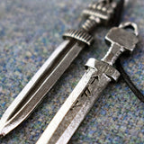Viking Age Sword Pewter Pendant Front and Back Design  | Happy Piranha