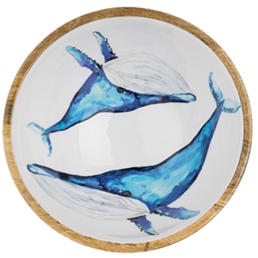 Mango Wood Blue Whale Nautical Nut Bowl | Happy Piranha