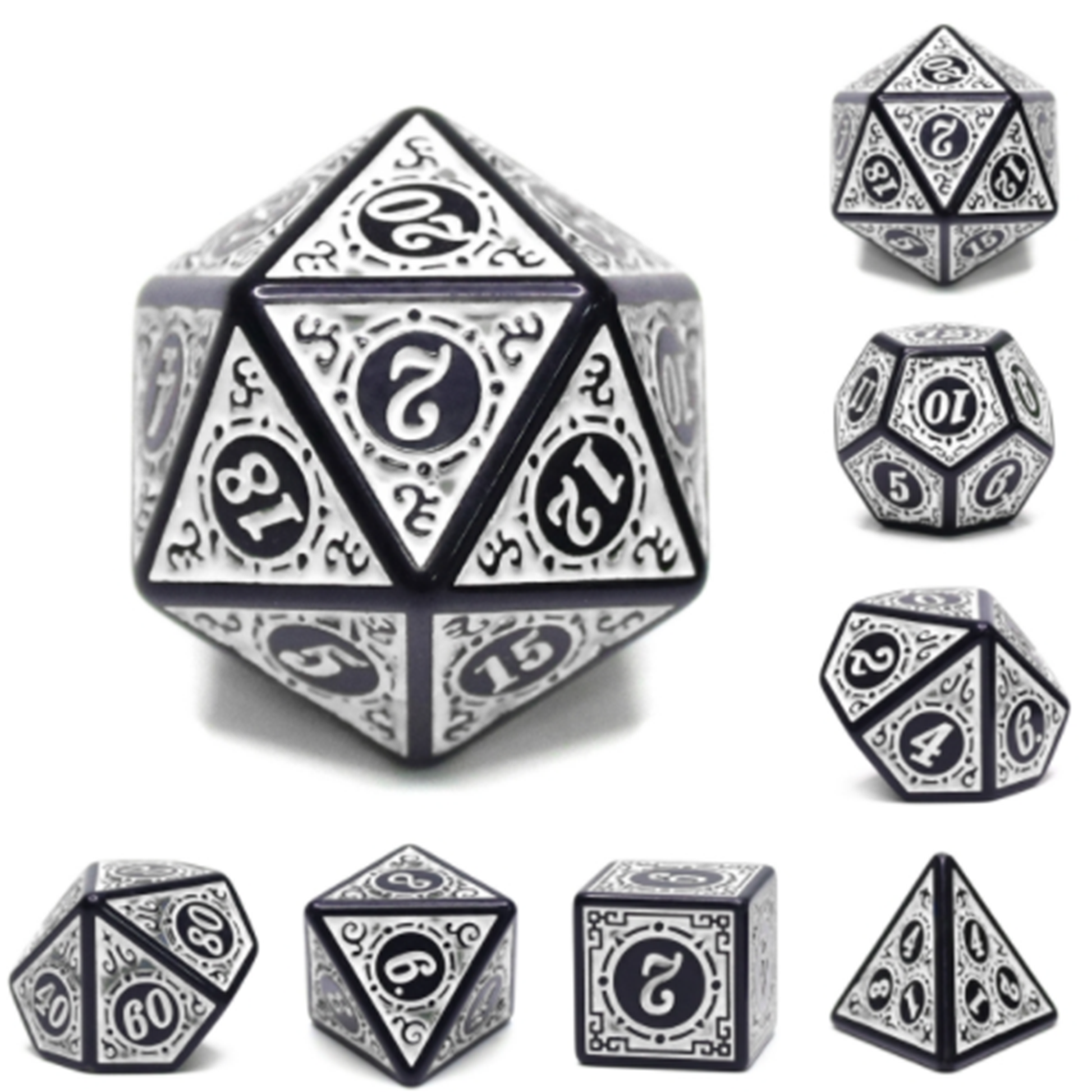 Magic Rune Polyhedral Dice Sets (White) | Happy Piranha