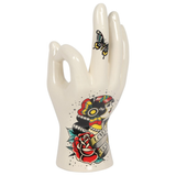 White Tattooed Palmistry Hand (Love is Cursed) | Happy Piranha