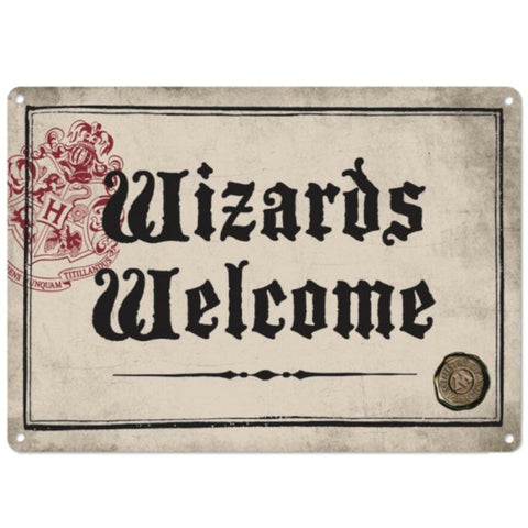Harry Potter Wizards Welcome Tin Sign | Happy Piramha