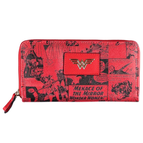 DC Wonder Woman Red Comic Book Design Zip Around Wallet | Happy Piranha