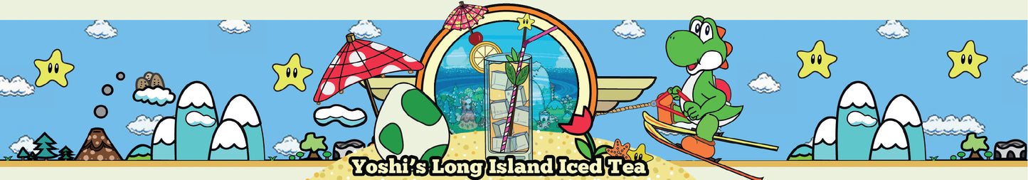 Yoshi's long island iced tea scented candle label design | Happy Piranha.