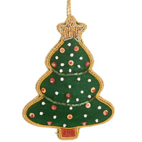 Festive Tree Embroidered Hanging Christmas Decoration | Happy Piranha