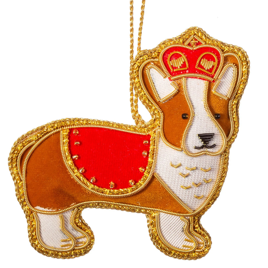 Zari Corgi Embroidered Hanging Christmas Decoration | Happy Piranha
