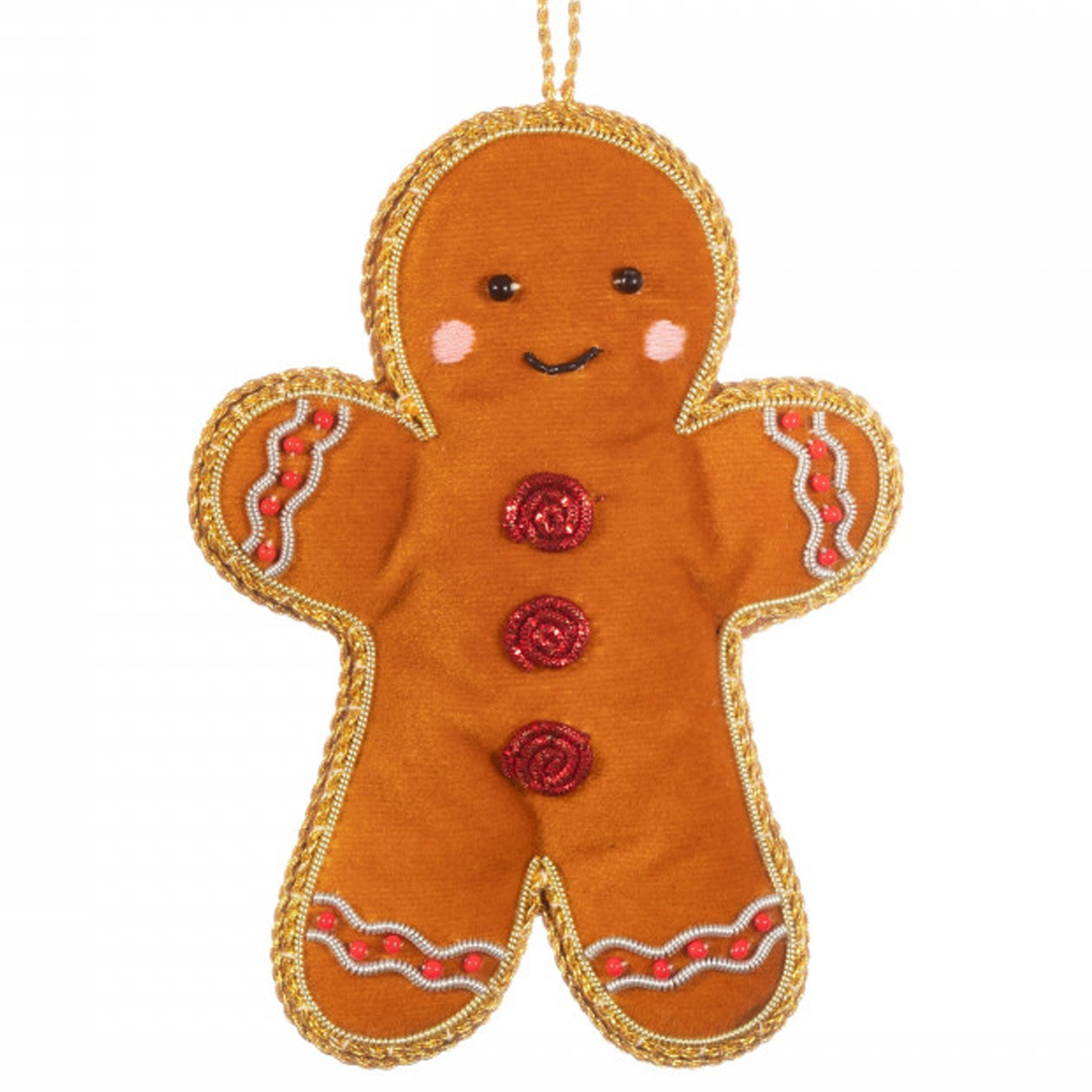 Gingerbread Man Embroidered Hanging Christmas Decoration | Happy Piranha